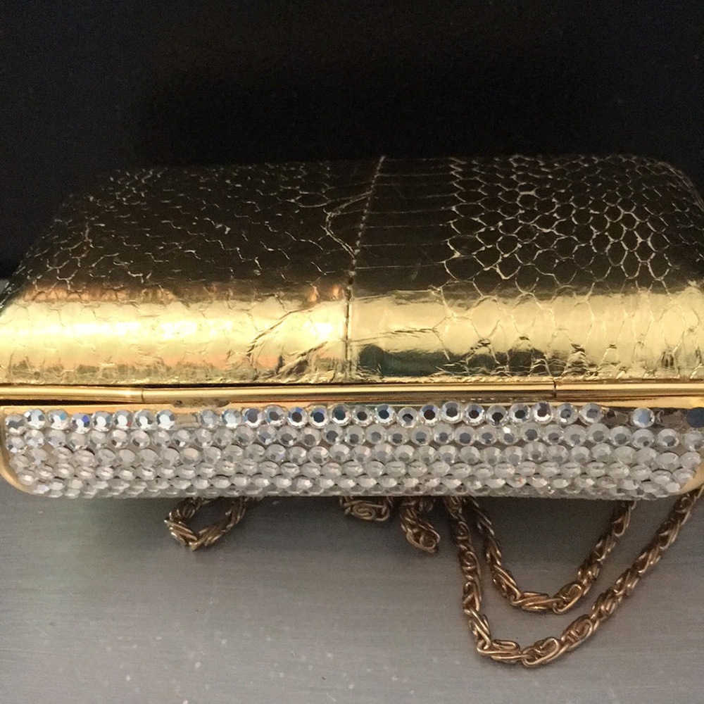 Gold Rhinestone Chain Crossbody Bag - Picture 2 of 8